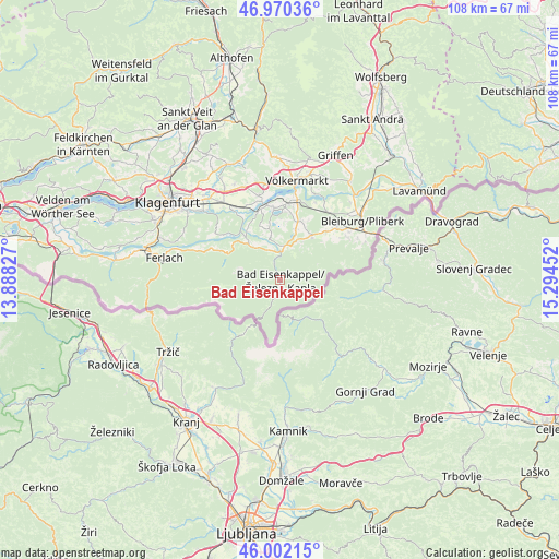 Bad Eisenkappel on map