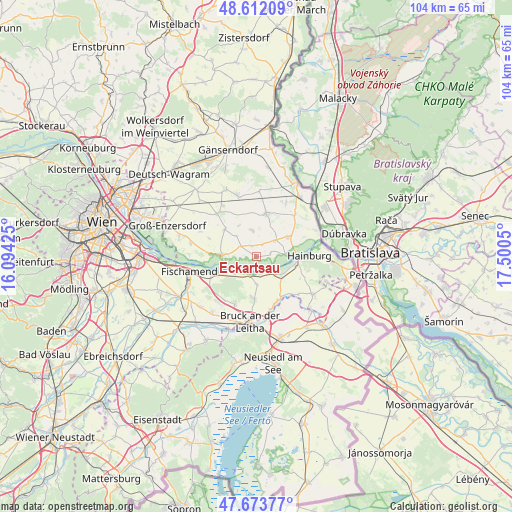 Eckartsau on map