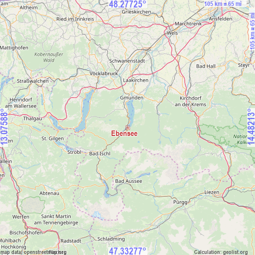 Ebensee on map