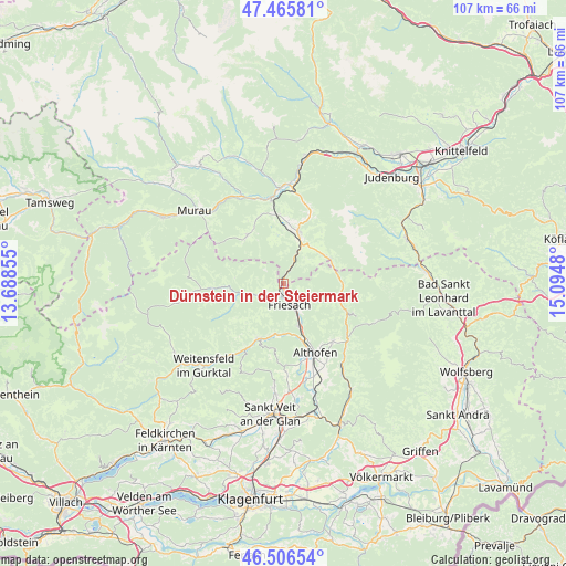 Dürnstein in der Steiermark on map