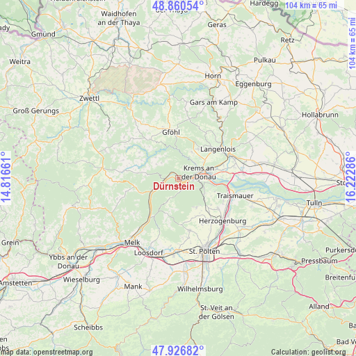 Dürnstein on map