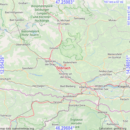Döbriach on map