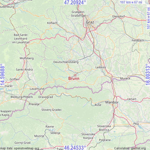 Brunn on map