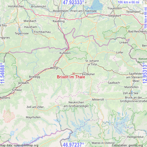 Brixen im Thale on map