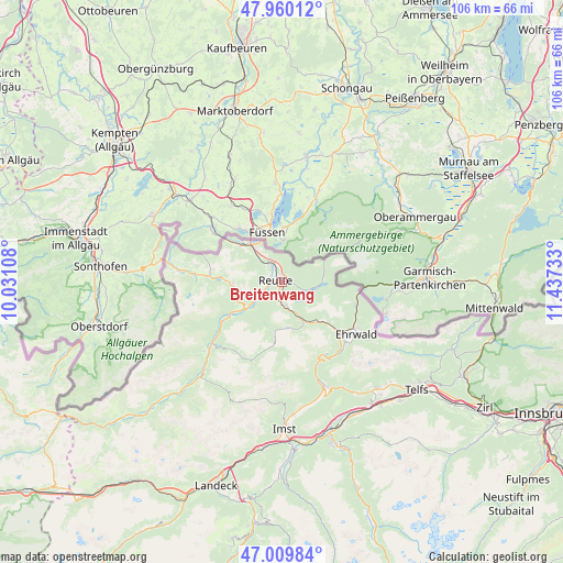 Breitenwang on map