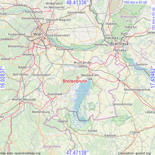 Breitenbrunn on map