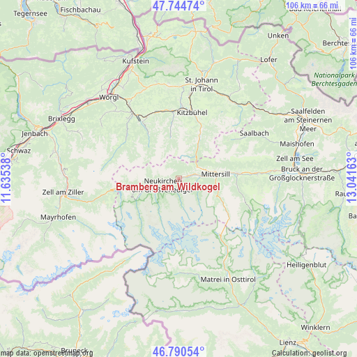 Bramberg am Wildkogel on map