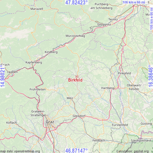 Birkfeld on map