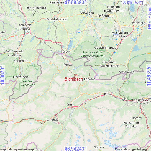 Bichlbach on map