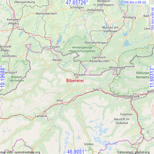 Biberwier on map