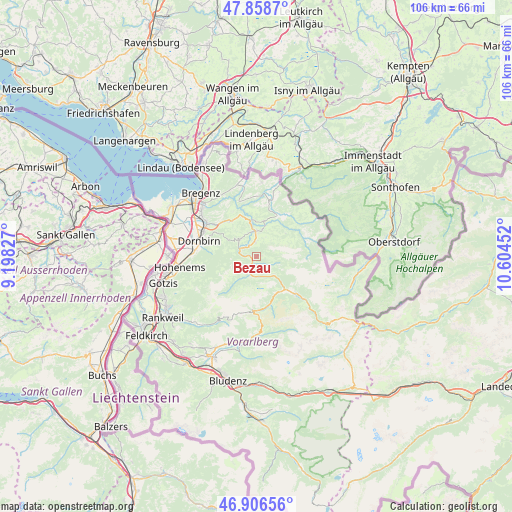 Bezau on map