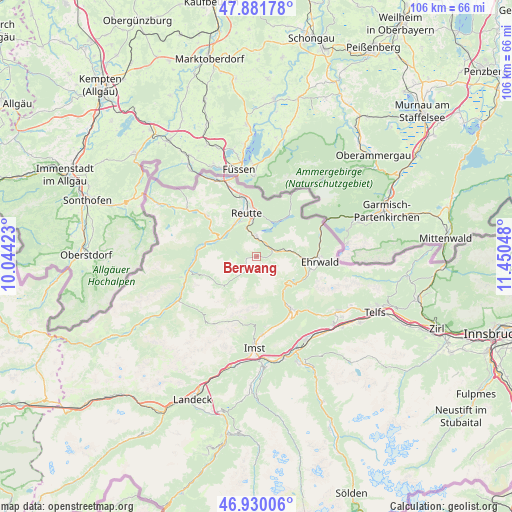 Berwang on map