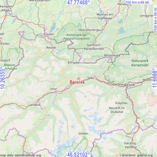 Barwies on map