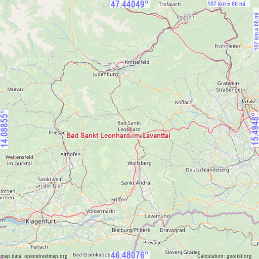 Bad Sankt Leonhard im Lavanttal on map