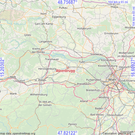 Atzenbrugg on map