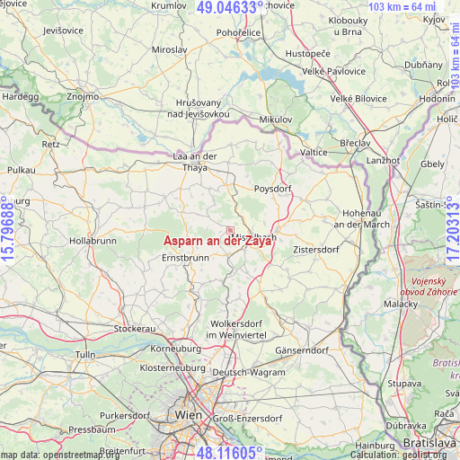Asparn an der Zaya on map