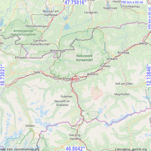 Arzl on map