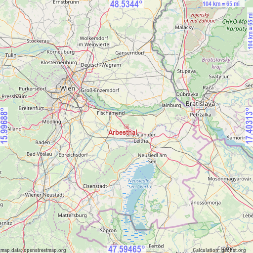 Arbesthal on map