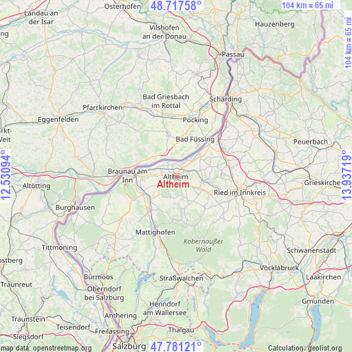 Altheim on map