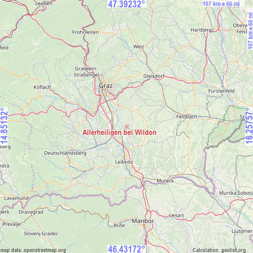 Allerheiligen bei Wildon on map