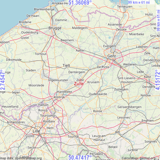 Zulte on map