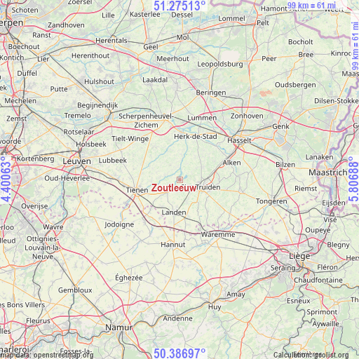 Zoutleeuw on map