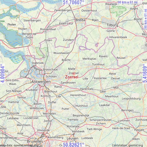 Zoersel on map