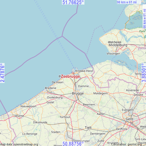 Zeebrugge on map