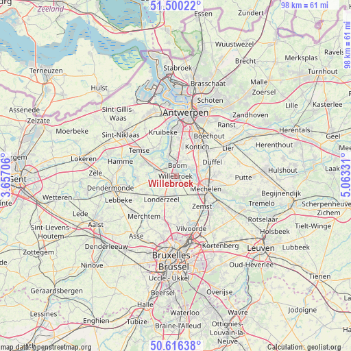 Willebroek on map