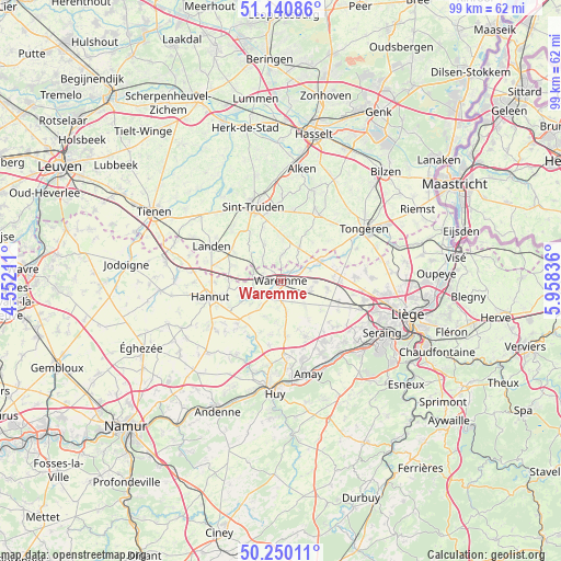 Waremme on map