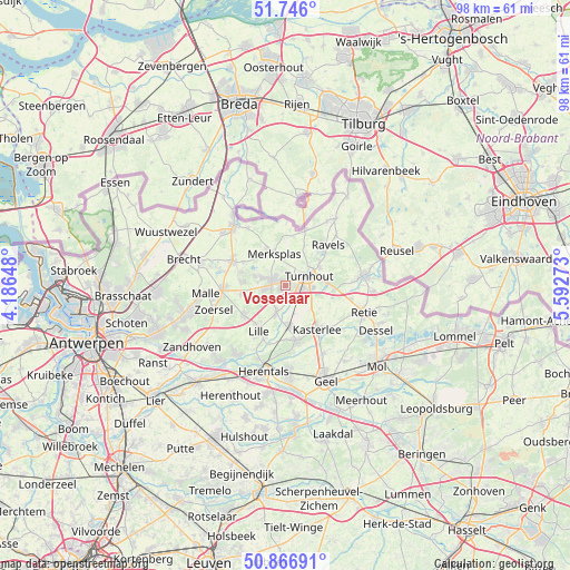 Vosselaar on map