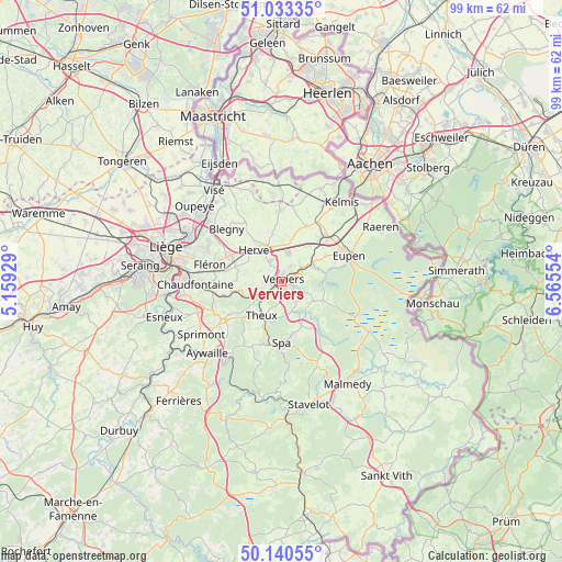 Verviers on map