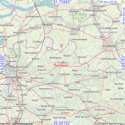 Turnhout on map