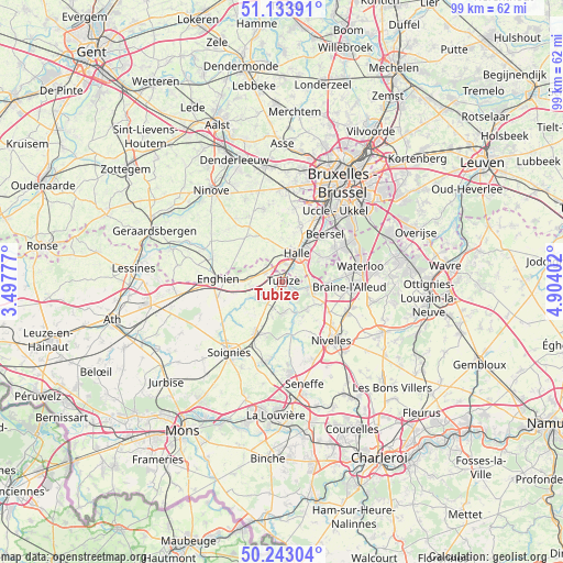 Tubize on map