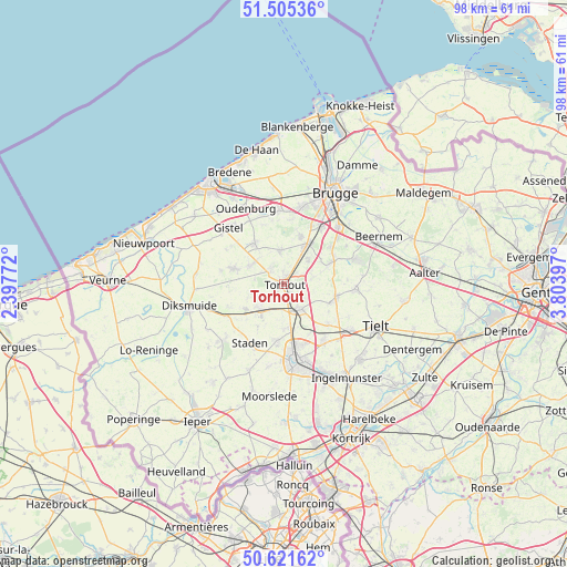 Torhout on map