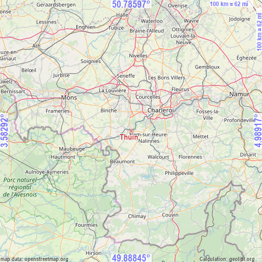 Thuin on map