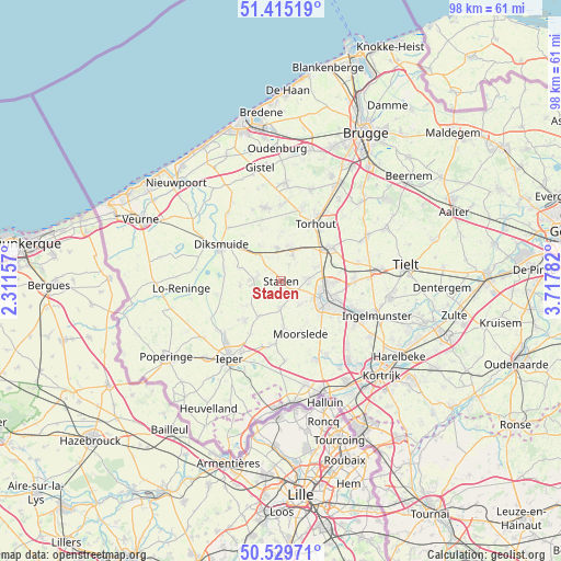 Staden on map