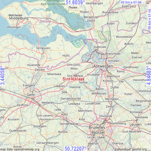Sint-Niklaas on map