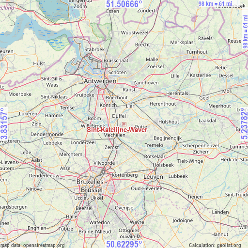 Sint-Katelijne-Waver on map