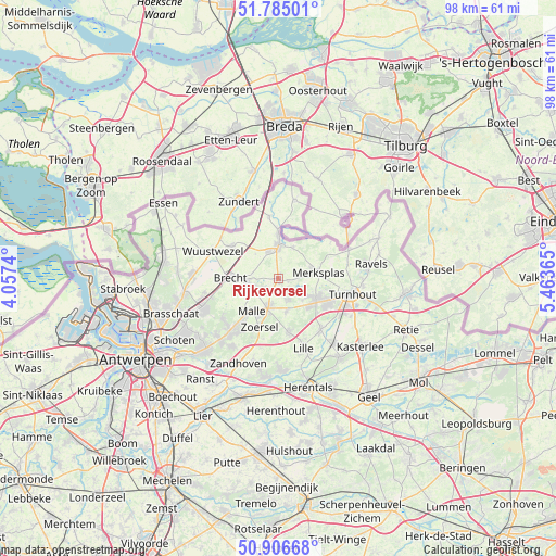 Rijkevorsel on map