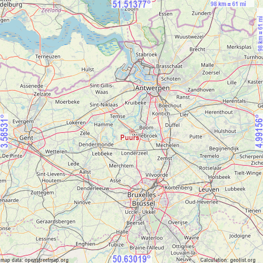 Puurs on map