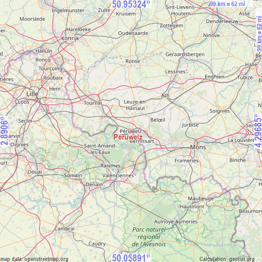 Péruwelz on map