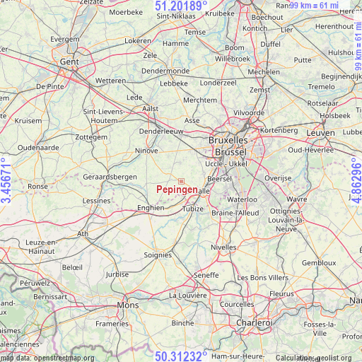 Pepingen on map