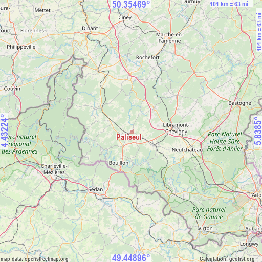 Paliseul on map