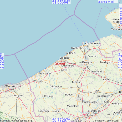 Ostend on map