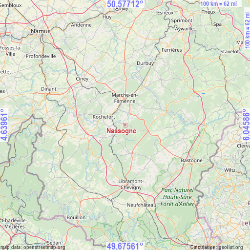 Nassogne on map