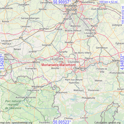 Morlanwelz-Mariemont on map