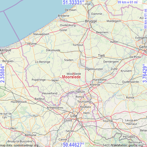 Moorslede on map