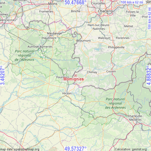 Momignies on map