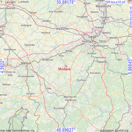 Modave on map